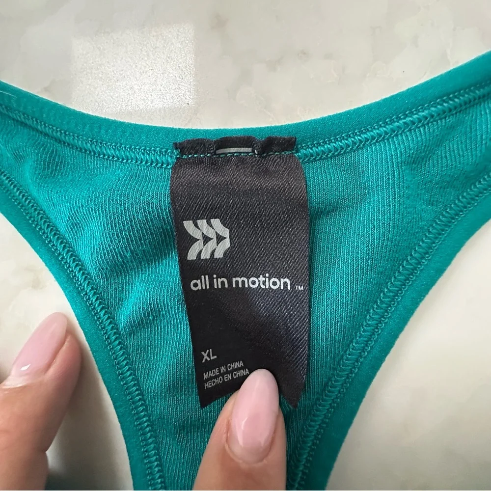 All in Motion Teal Ribbed Activewear Set. Leggings & matching Top/sports bra. - Picture 4 of 14